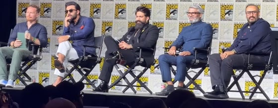 Ranbir Kapoor, Yash, Nitesh Tiwari and Namit Malhotra on the Ramayana panel at San Diego Comic-Con
