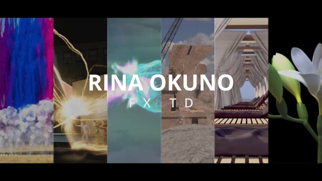 Rina Okuno FX reel with five Houdini effects shown side by side